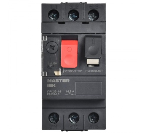 Пускатель ручной кнопочный ПРК32-1,6 In=1,6A Ir=1-1,6A Ue 660В  DMS11-D16  IEK