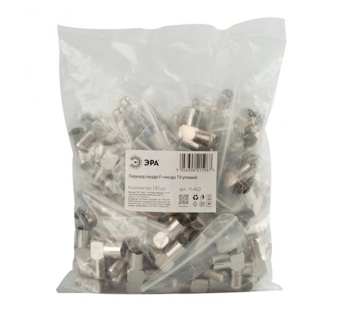 Переходник   R-A03 гнездо F-гнездо TV угловой  Б0048293  ЭРА