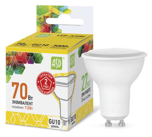 Лампа светодиодная LED-JCDRC-standard 10Вт 230В GU10 3000К 900Лм  4690612015897  ASD