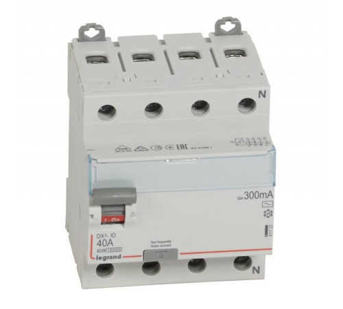 Выключатель дифференциальный (УЗО) DX3-ID 4п 40А 300мА тип AC  411723  Legrand