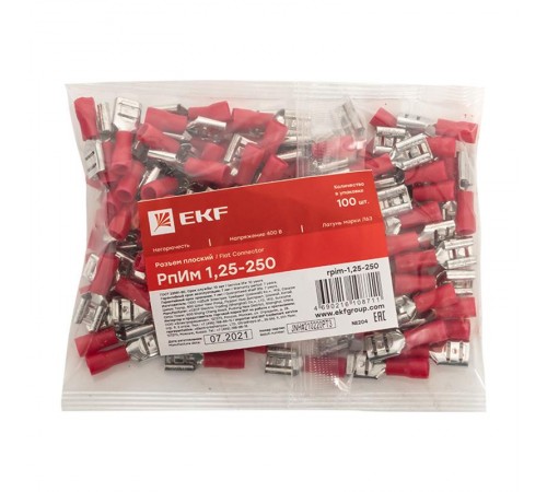 Разъем плоский РпИм 1,25-250 (100шт.) EKF PROxima  rpim-1,25-250  EKF