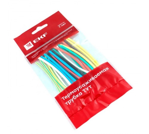 Термоусаживаемая трубка ТУТ нг 2/1 набор:7 цветов по 3шт. 100мм. EKF PROxima  tut-n-2  EKF