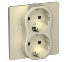 FLITE Розетка 2-ая с заземлением со шторками 16А РСш12-0-К-ФлШ шампань  FI-R24C-16-K37  IEK