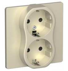 FLITE Розетка 2-ая с заземлением со шторками 16А РСш12-0-К-ФлШ шампань  FI-R24C-16-K37  IEK