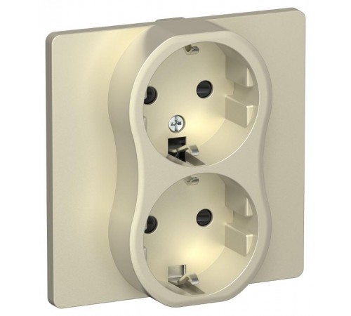 FLITE Розетка 2-ая с заземлением со шторками 16А РСш12-0-К-ФлШ шампань  FI-R24C-16-K37  IEK