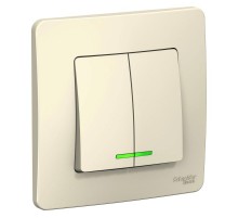 Blanca Молочный С/У Выключатель 2-клавишный с подсветкой, 10А, 250B  BLNVS010512  SE