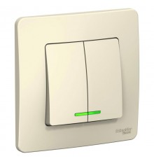 Blanca Молочный С/У Выключатель 2-клавишный с подсветкой, 10А, 250B  BLNVS010512  SE