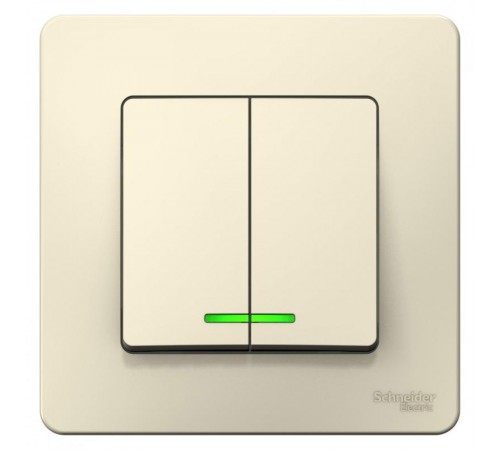 Blanca Молочный С/У Выключатель 2-клавишный с подсветкой, 10А, 250B  BLNVS010512  SE