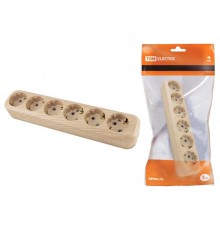 Колодка розеточная 6 гнезд 2П+3 16А 250В "Эко" (сосна)   SQ1806-0057  TDM