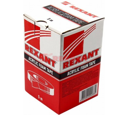 Двухсторонний скотч , серый, на HBA акриловой основе, 12 мм, ролик 5 м  09-6012  REXANT