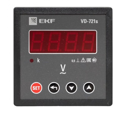Вольтметр VD-721s цифровой на панель 72x72 (квадратный вырез) однофазный в коротком корпусе PROxima  VD-721s  EKF