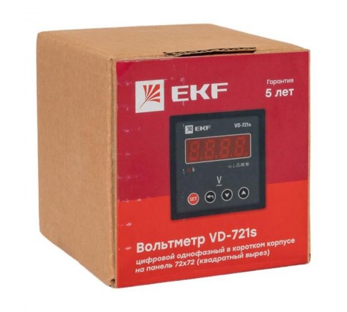 Вольтметр VD-721s цифровой на панель 72x72 (квадратный вырез) однофазный в коротком корпусе PROxima  VD-721s  EKF