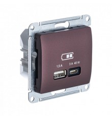 Glossa Баклажановый USB Розетка A + тип-C 45W высокоскор.заряд. QC PD  GSL001129  SE