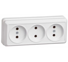 ОКТАВА белый Розетка 3-местная О/У б/з 10А РС23-2-ОБ  ERO30-K01-10-DC  GENERICA