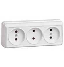 ОКТАВА белый Розетка 3-местная О/У б/з 10А РС23-2-ОБ  ERO30-K01-10-DC  GENERICA