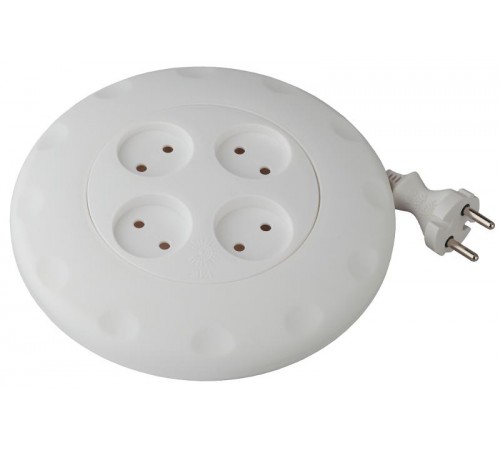 Удлинитель UR-4-7m-W   (белый) рулетка, без заземл, 2x0.75мм2, 4гн, 7м (10/350) Б0019041  ЭРА