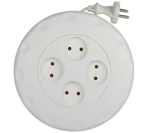 Удлинитель UR-4-7m-W   (белый) рулетка, без заземл, 2x0.75мм2, 4гн, 7м (10/350) Б0019041  ЭРА