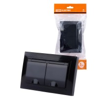 Розетка двойная 2П+З с защ. шт. и крышкой 16А 250В IP44 антрацит "Таймыр"  SQ1814-0876  TDM