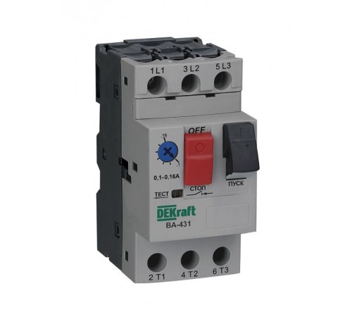 Выключатель автоматический для защиты электродвигателей 3P 0,16-0,25A 100кА ВА-431  21221DEK  Dekraft