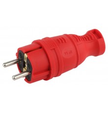 V8-RED-IP44 ЭРА Вилка каучуковая з/з прямая 16A IP44 красная  Б0044547  ЭРА