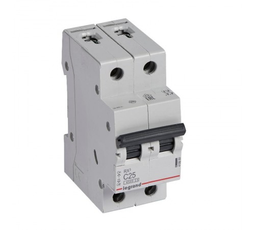 Выключатель автоматический двухполюсный RX3 4500 25А C 4,5кА  419699  Legrand