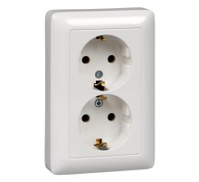 Хит Белый С/У Розетка 2-ая с заземлением без шторок, 16А, 250В  RS16-236-B  SE