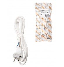 Шнур сетевой с вилкой ПВС 2x0,75мм2 3м б/з белый  SQ1305-0072  TDM