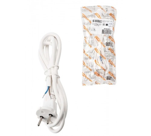 Шнур сетевой с вилкой ПВС 2x0,75мм2 3м б/з белый  SQ1305-0072  TDM