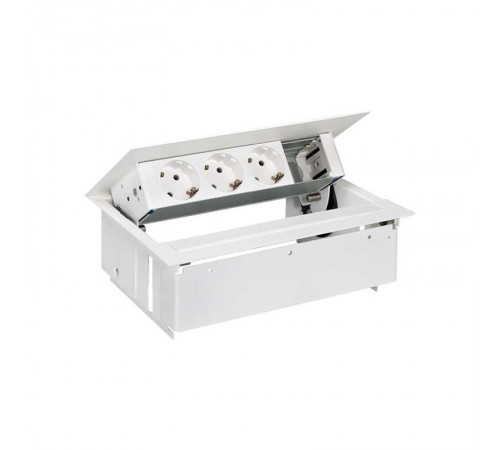 Simon S400 Врезной розеточный блок с крышкой и мет. вводом, 3x2P+E, 1 пустое отверстие, белый, Simon 400  45403000-130  Simon