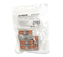 Клемма монтажная для фазных проводников, 2 контактные группы,(DIY упак 5 шт), LD222-422 39486 Stekker