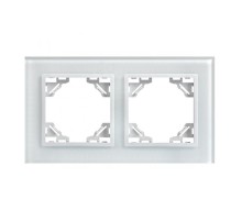Минск Рамка 2-местная стеклянная белая Basic  ERM-G-402-10  EKF