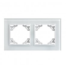 Минск Рамка 2-местная стеклянная белая Basic  ERM-G-402-10  EKF