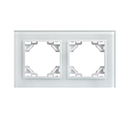 Минск Рамка 2-местная стеклянная белая Basic  ERM-G-402-10  EKF