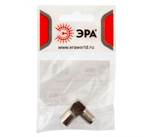 RS-A03-1  Переход гнездо F-гнездо TV угловой, simple (ПАКЕТ 1 ШТ.) (50/1000/42000)  Б0048295  ЭРА