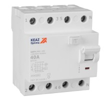 Выключатель дифференциального токаOptiDin DM63-4340-AC-4,5-УХЛ4 (4P, 40, 100mA)  343898  КЭАЗ