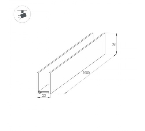 Трек MAG-TRACK-2538-1000 (BK) (arlight, IP20 Металл, 3 года)  034227  Arlight