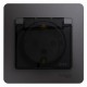 Glossa Графит Розетка с заземлением со шторками с крышкой IP44 (в сборе)  GSL001348  SE