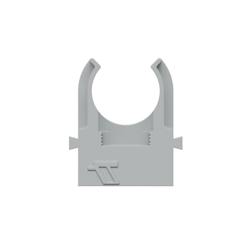 Крепеж-клипса для труб прямой монтаж D16 мм, серая (упак. 100 шт)  KM-KKPM-16  КМ - профиль