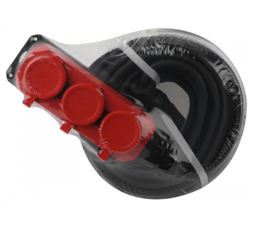Удлинитель силовой UK-3e-3x1,5-20m-IP44(KG) с заземлением 3 розетки каучук 20м КГ 3х1,5мм2 IP44  Б0057581  ЭРА