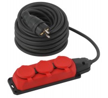 Удлинитель силовой UK-3e-3x1,5-20m-IP44(KG) с заземлением 3 розетки каучук 20м КГ 3х1,5мм2 IP44  Б0057581  ЭРА