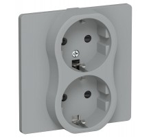 FLITE Розетка 2-ая с заземлением со шторками 16А РСш12-0-К-ФлС серый  FI-R24C-16-K03  IEK