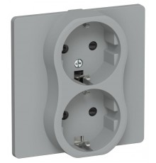 FLITE Розетка 2-ая с заземлением со шторками 16А РСш12-0-К-ФлС серый  FI-R24C-16-K03  IEK