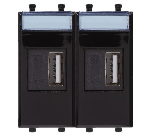 USB зарядное устройство "Черный квадрат", "Avanti", 2.1А, 2 мод.  4402542  DKC