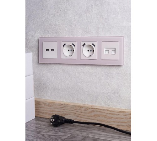 BRITE Рамка 4-ая РУ-4-2-Бр стекло розовый матовый  BR-M42-G-31-K14  IEK