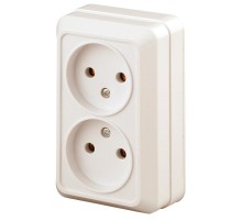 2-203-02 Intro Розетка 2х2P, 16А-250В, IP20, ОУ, Quadro, сл.кость  Б0027653  Intro