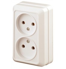 2-203-02 Intro Розетка 2х2P, 16А-250В, IP20, ОУ, Quadro, сл.кость  Б0027653  Intro