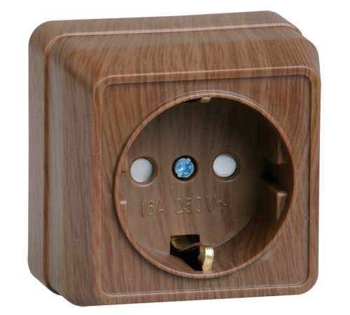 ОКТАВА дуб Розетка 1-местная О/У с/з со шторками 16А РСш20-3-ОД  ERO14-K04-16-DC  GENERICA