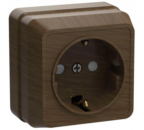 ОКТАВА дуб Розетка 1-местная О/У с/з со шторками 16А РСш20-3-ОД  ERO14-K04-16-DC  GENERICA