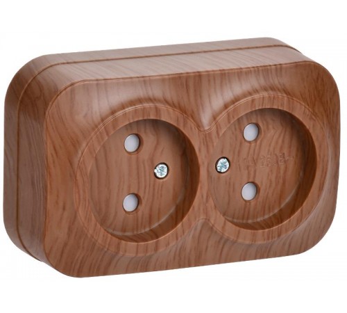 РСш22-2-ХД Розет. 2-ая без з/к с з/ш о/у 10А GLORY дуб  ERH23-K24-10  IEK