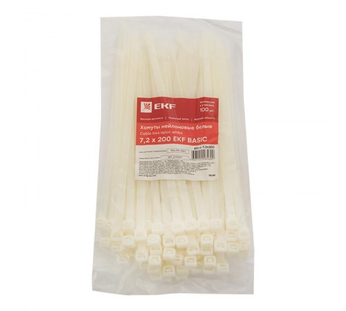 Хомут нейлоновый 7,2х200 (уп./100шт) EKF Simple  plc-c-7.2x200  EKF